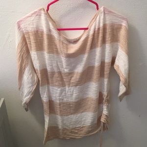 New York & Company cream/white beach shirt